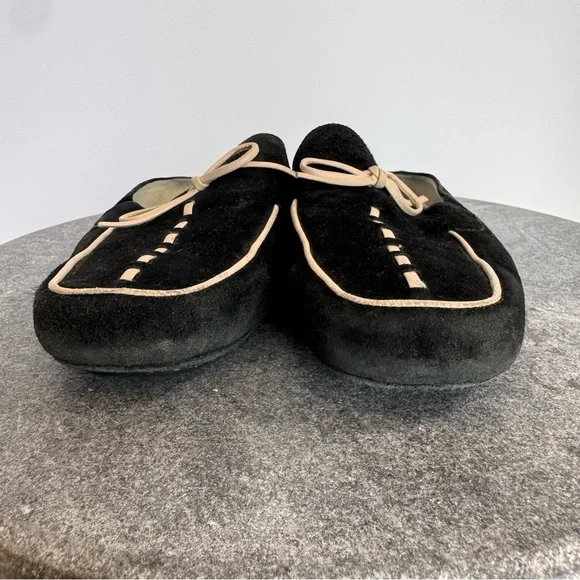 Vintage Leather Suede Black White Cole Haan Mules Flats 7 - Picture 2 of 14